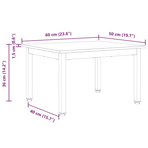 Масичка за кафе Бяло 60 x 50 x 36 см Солидно борово дърво