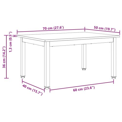 Масичка за кафе Естествен 60 x 50 x 36 см Солидно борово дърво