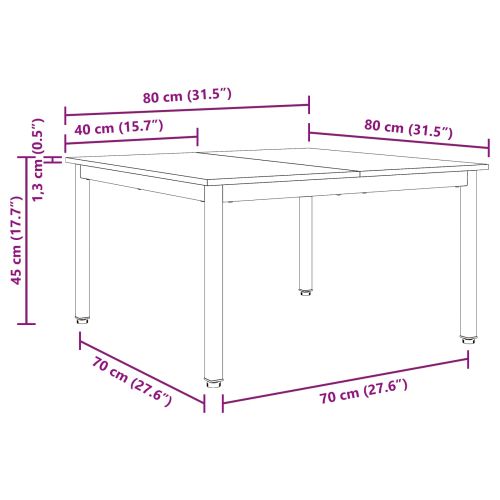 Масичка за кафе Бяло 80 x 80 x 45 cm Солидно борово дърво