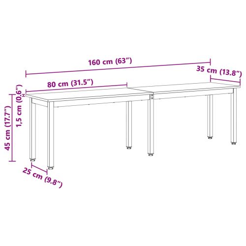 Пейка Естествен 160 x 35 x 45 cm Солидно борово дърво