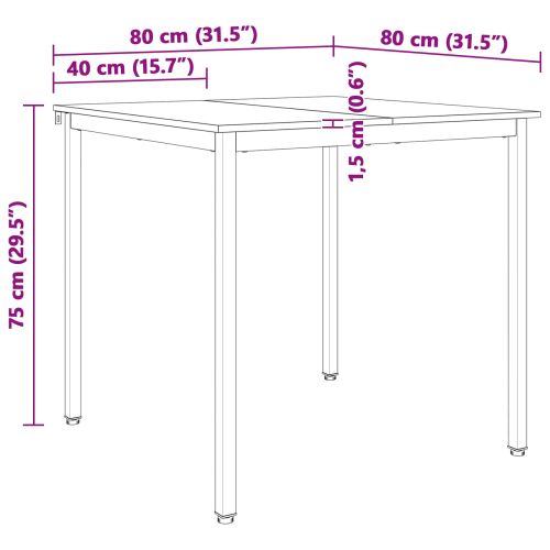 Трапезна маса Естествен 80 x 80 x 75 cm Солидно борово дърво