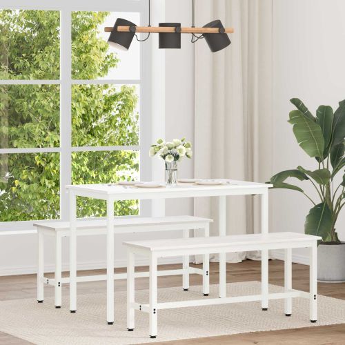 Трапезна маса Бяло 110 x 55 x 75 cm Солидно борово дърво