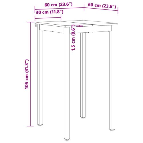 Бар маса Естествен 60 x 60 x 105 cm Солидно борово дърво
