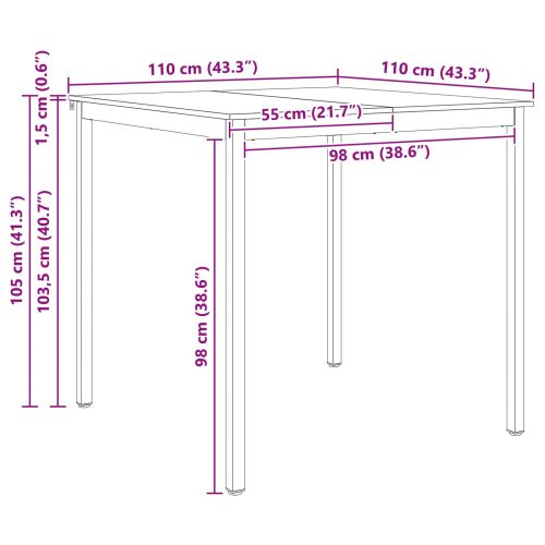 Бар маса Бяло 110 x 55 x 105 см Солидно борово дърво