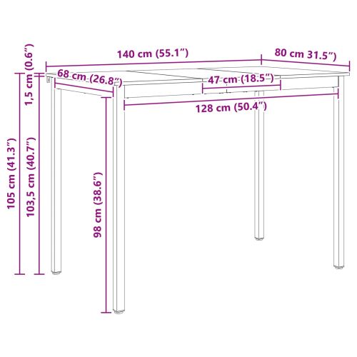 Бар маса Естествен 110 x 55 x 105 см Солидно борово дърво