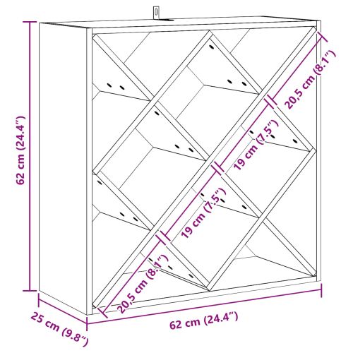 Винен рафт 2 pcs Естествен 62 x 25 x 62 cm Солидно борово дърво