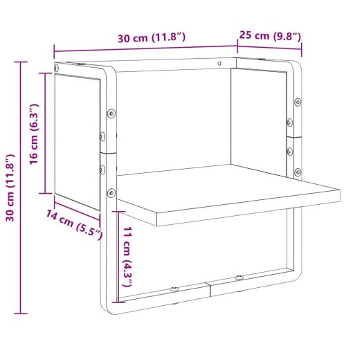 Стенен рафт с рафт Черния дъб 30 x 25 x 30 cm Инженерно дърво