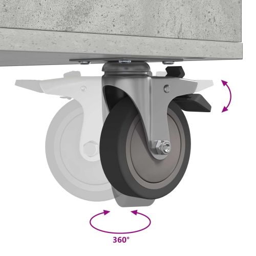 Голф шкаф с колело Едноцветен Циментено сиво 65 x 45 x 98 см