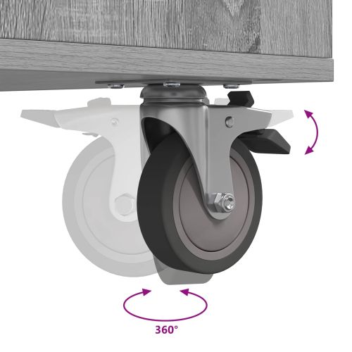 Голф шкаф с колело Едноцветен Сив Сонома 65 x 45 x 98 см