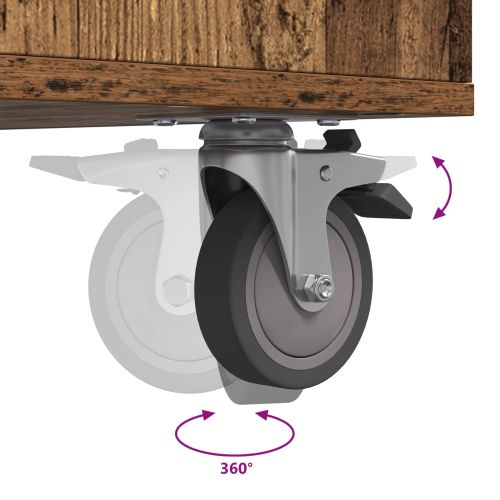Голф шкаф с колело Едноцветен Старо дърво 65 x 45 x 98 см