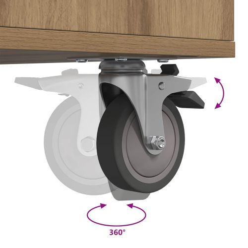 Голф шкаф с колело Едноцветен Дъб 65 x 45 x 98 см