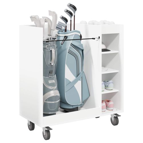 Голф шкаф с колело Едноцветен Бяло 90 x 45 x 98 см