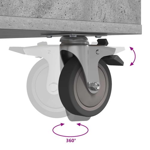 Голф шкаф с колело Едноцветен Циментено сиво 90 x 45 x 98 см