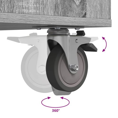 Голф шкаф с колело Едноцветен Сив Сонома 90 x 45 x 98 см