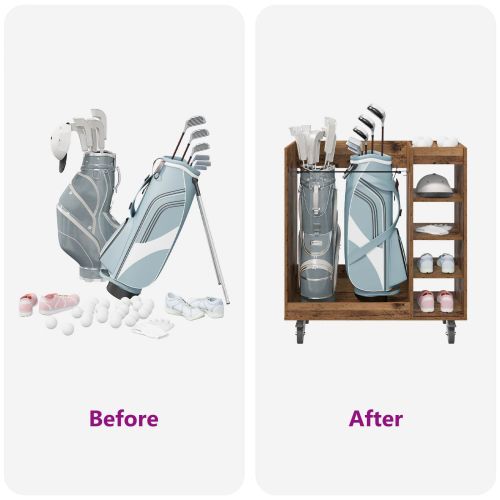 Голф шкаф с колело Едноцветен Старо дърво 90 x 45 x 98 см