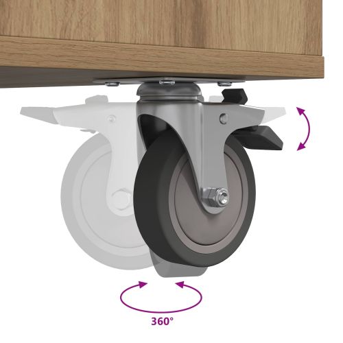 Голф шкаф с колело Едноцветен Дъб 90 x 45 x 98 см