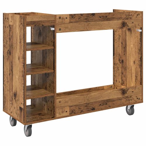 Голф шкаф с колело Едноцветен Старо дърво 120 x 45 x 98 см