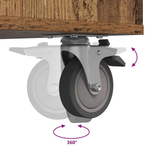 Голф шкаф с колело Едноцветен Старо дърво 120 x 45 x 98 см