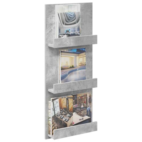 Етажерка за списания с рафт Циментено сиво 43 x 11 x 102 см