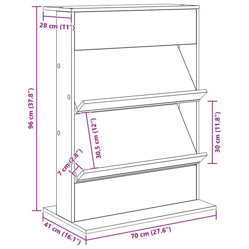 Етажерка за списания с рафт Циментено сиво 70 x 41 x 96 см