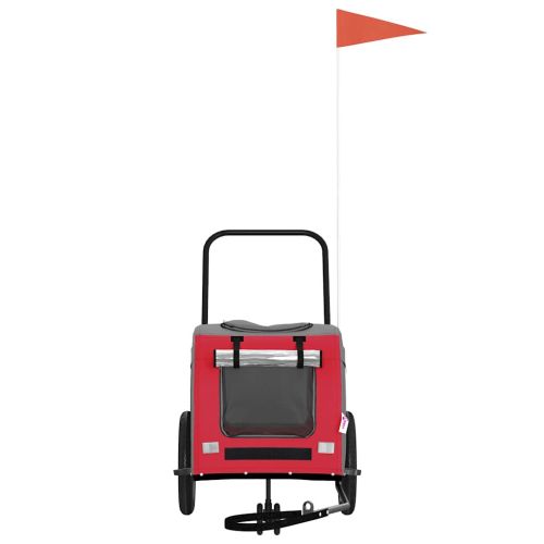 Ремарке за велосипед за домашни любимци червено и сиво