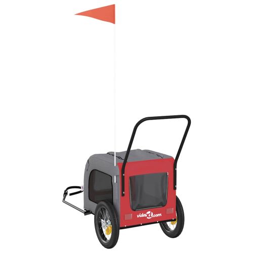 Ремарке за велосипед за домашни любимци червено и сиво