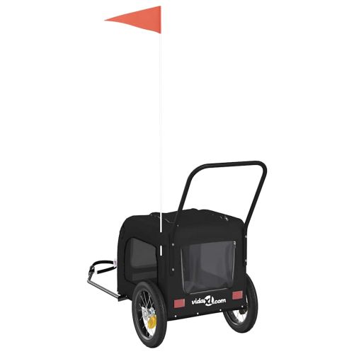 Ремарке за велосипед за домашни любимци със съхранение Черно