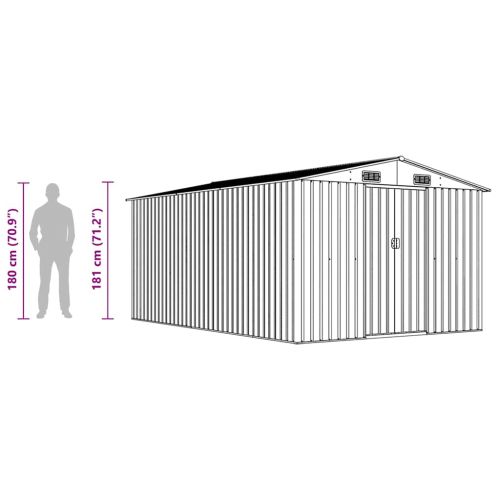 Градинска барака, 257x392x181 см, метал, зелена