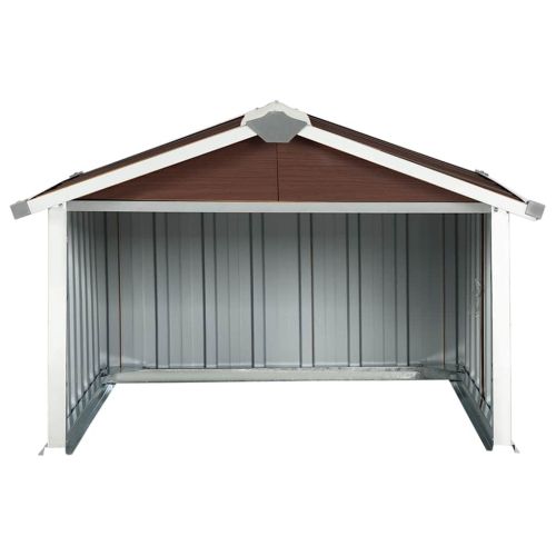 Навес за косачка робот, 92x97x63 см, поцинкована стомана, кафяв