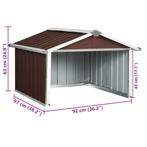 Навес за косачка робот, 92x97x63 см, поцинкована стомана, кафяв