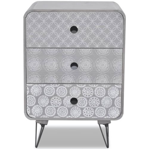 Страничен шкаф с 3 чекмеджета, сив