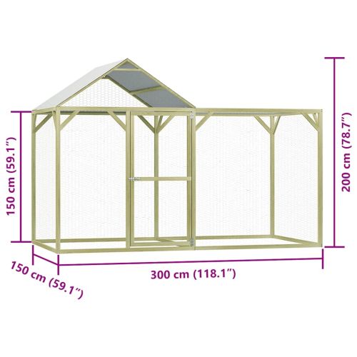 Клетка за пилета, 3x1,5x2 м, импрегниран бор