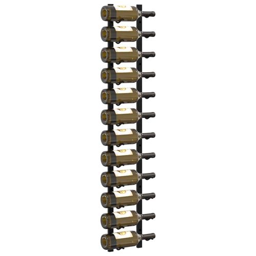 Стойка за вино за 12 бутилки, стенен монтаж, черна, желязо