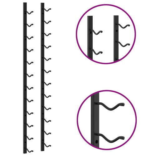 Стойки за вино за 12 бутилки стенен монтаж 2 бр черни желязо