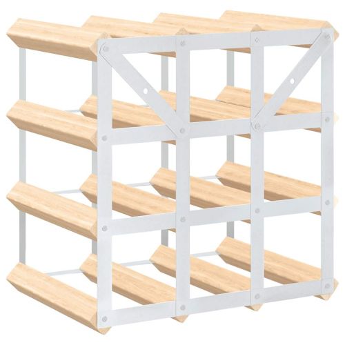 Стойка за вино за 12 бутилки, масивна борова дървесина