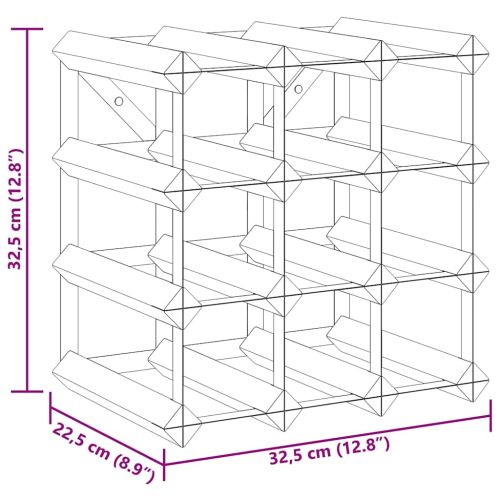 Стойка за вино за 12 бутилки, масивна борова дървесина