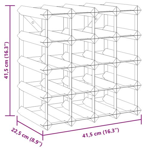 Стойка за вино за 20 бутилки, масивна борова дървесина