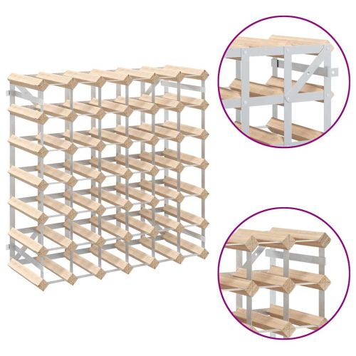 Стойка за вино за 42 бутилки, масивна борова дървесина