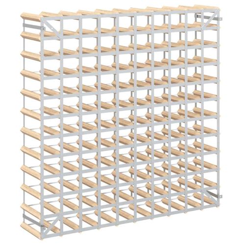 Стойка за вино за 120 бутилки, масивна борова дървесина