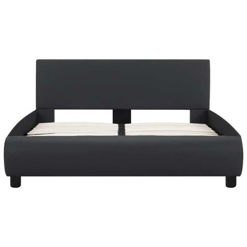 Рамка за легло с LED, черна, изкуствена кожа, 120x200 cм
