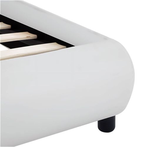 Рамка за легло с LED, бяла, изкуствена кожа, 160x200 cм