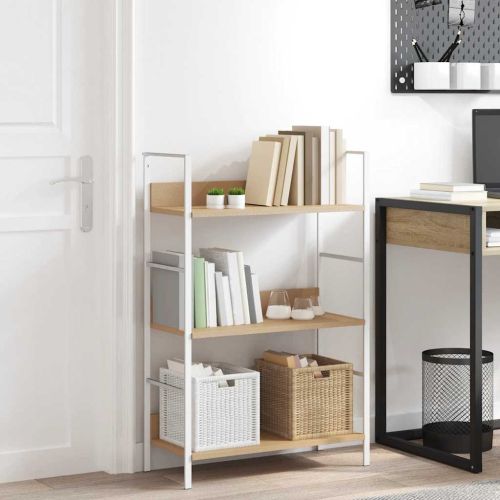 Библиотека с 3 рафта, дъб, 60x27,6x90,5 см, инженерно дърво