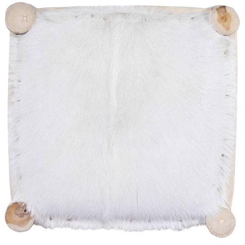 Бар стол, естествена козя кожа и тиково дърво масив