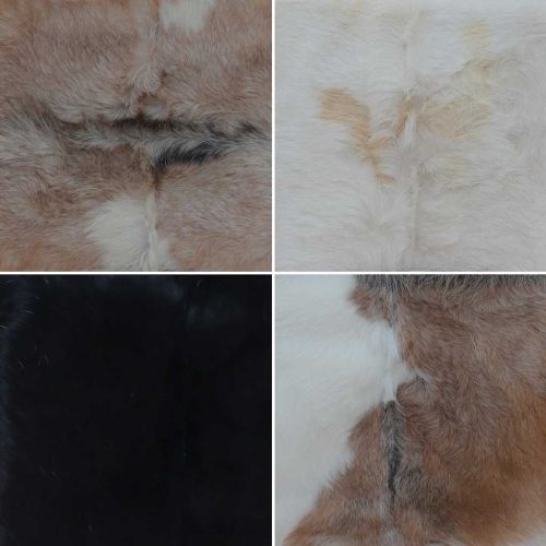 Сгъваема табуретка, козя кожа и тиково дърво масив