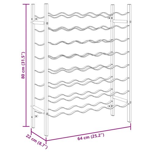 Стойка за вино за 48 бутилки, черна, метал