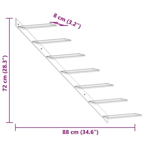 Стойка за вино за 7 бутилки, стенен монтаж, черна, метал