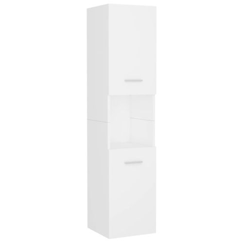 Комплект мебели за баня, бял, инженерно дърво