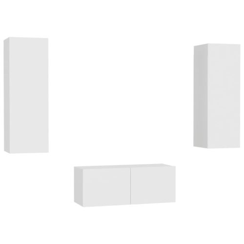 Комплект ТВ шкафове от 4 части, бял, инженерно дърво