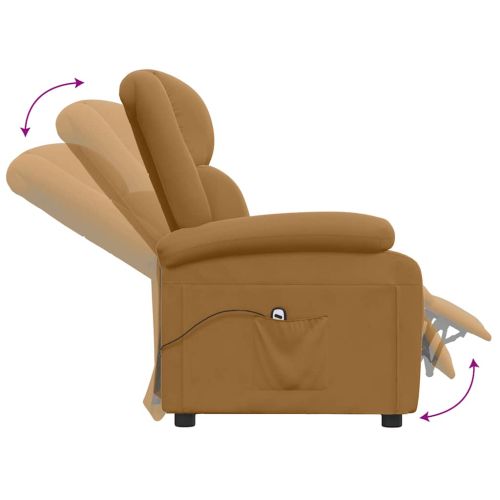 Електрически масажен стол, кафяв, кадифе