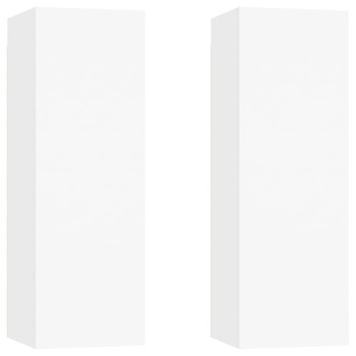 Комплект ТВ шкафове от 6 части, бял, инженерно дърво